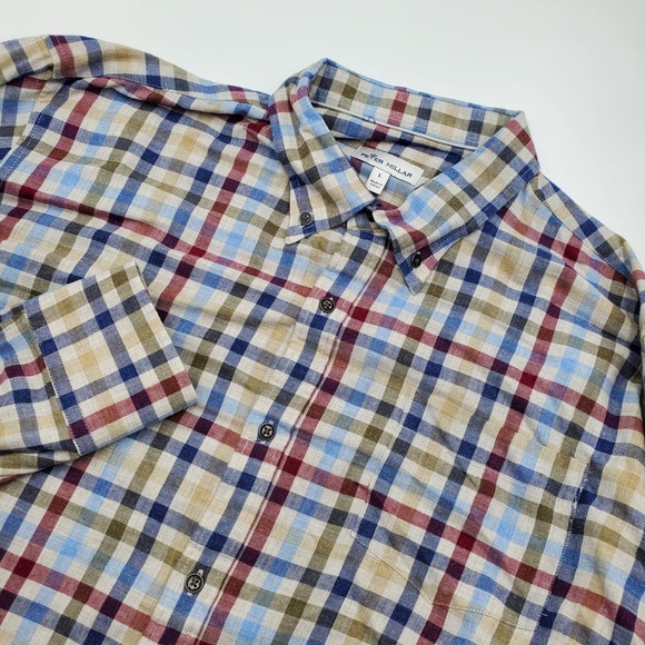 Peter Millar Other - Peter Millar Mens Large Plaid Button Down Shirt Multi Color Cotton Long Sleeve